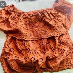 NWOT Burnt Orange Off the Shoulder Top Rue21